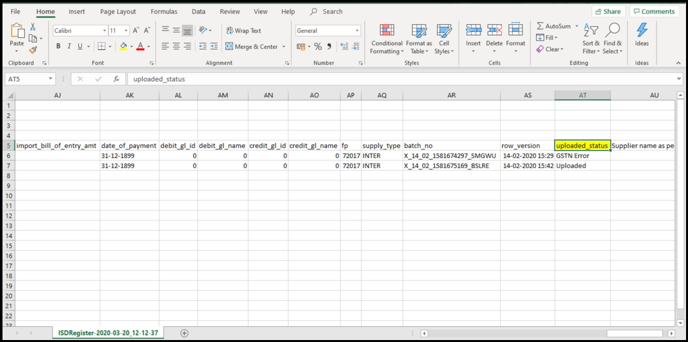 ISD Invoice Register Report Process